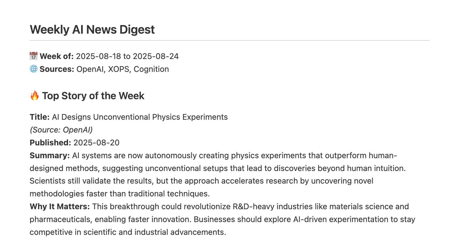 AI news digest from the current week
